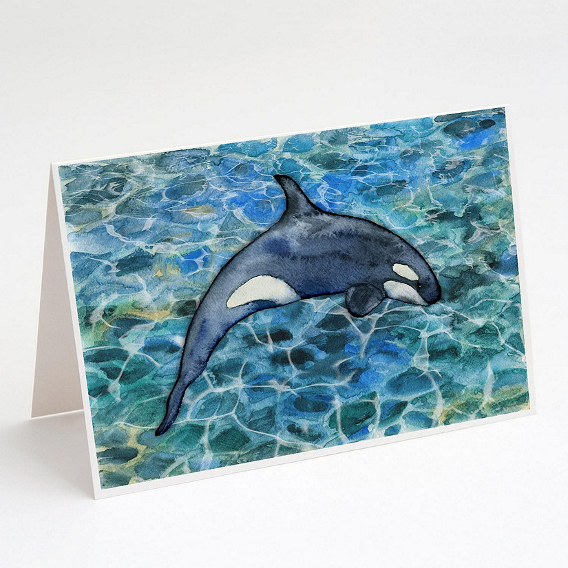 Caroline's Treasures Killer Whale Orca #2 Greeting Cards and Envelopes Pack of 8, 7 x 5, Fish Image