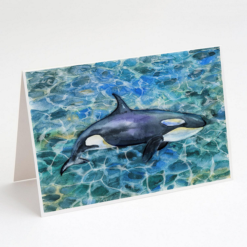 Caroline's Treasures Killer Whale Orca Greeting Cards and Envelopes Pack of 8, 7 x 5, Fish Image