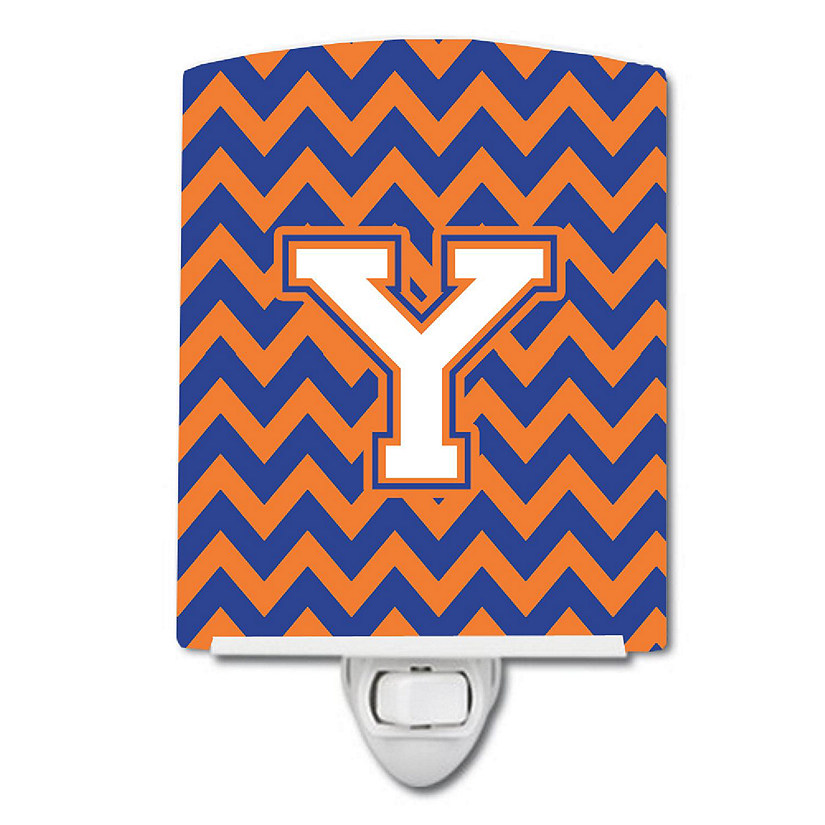 Caroline's Treasures Letter Y Chevron Blue and Orange #3 Ceramic Night ...