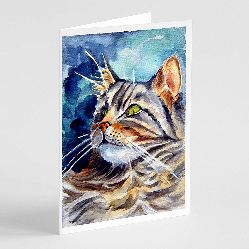 Caroline's Treasures Maine Coon Sissy Greeting Cards and Envelopes Pack of 8, 7 x 5, Cats Image
