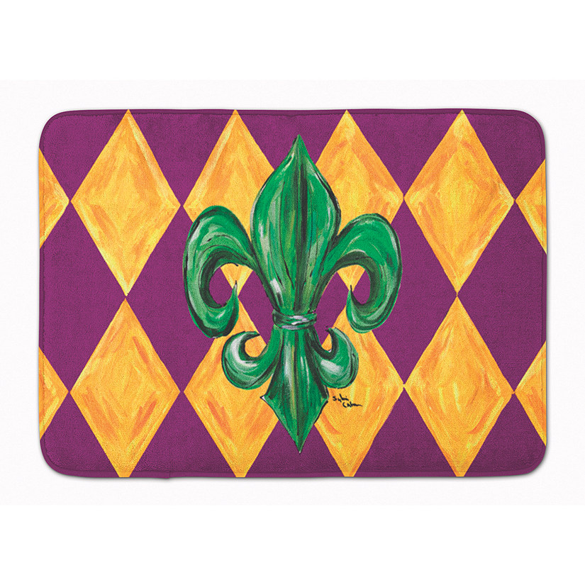 Caroline's Treasures, Mardi Gras, Mardi Gras Fleur de lis Machine Washable Memory Foam Mat, 27 x 19, New Orleans Image