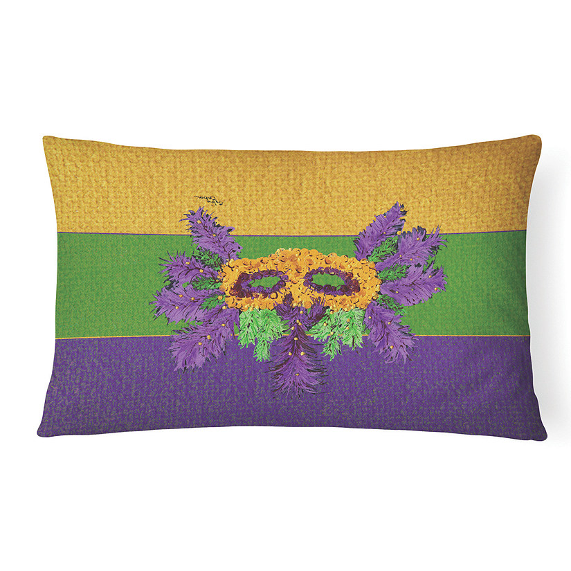 Caroline's Treasures Mardi Gras, Mardi Gras Mask and Feathers Canvas Fabric Decorative Pillow, 12 x 16, New Orleans Image