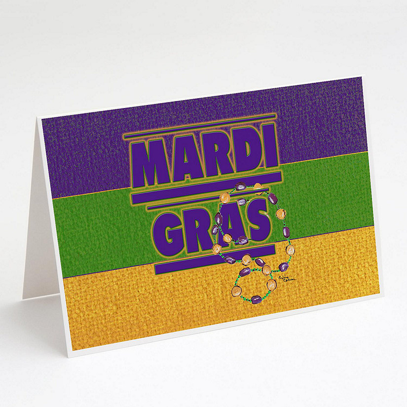 Caroline's Treasures Mardi Gras, Mardi Gras with Beads Greeting Cards and Envelopes Pack of 8, 7 x 5, New Orleans Image