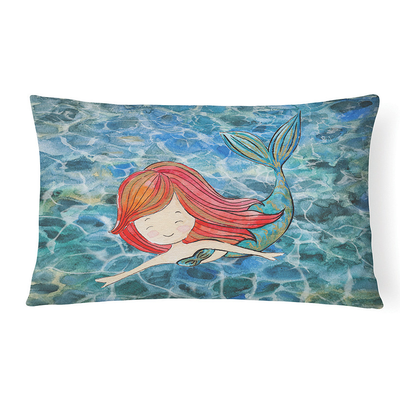 Caroline's Treasures Mermaid Swimming Canvas Fabric Decorative Pillow, 12 x 16, Fantasy Image