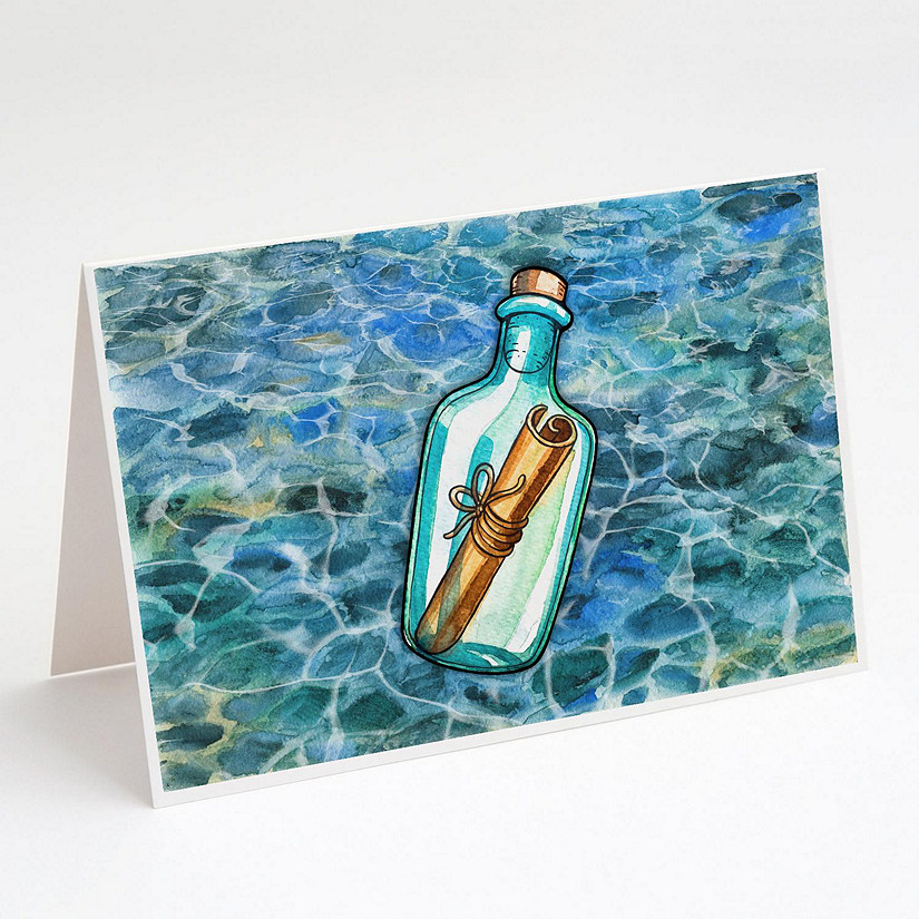 Caroline's Treasures Message in a Bottle Greeting Cards and Envelopes Pack of 8, 7 x 5, Image