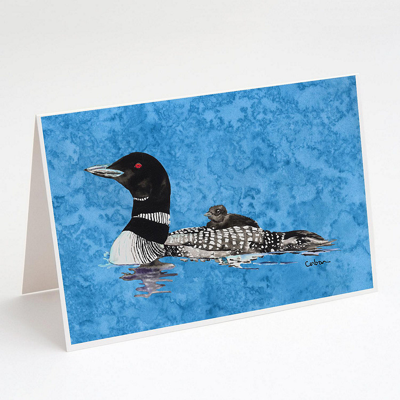Caroline's Treasures Momma and Baby Loon Greeting Cards and Envelopes Pack of 8, 7 x 5, Birds Image