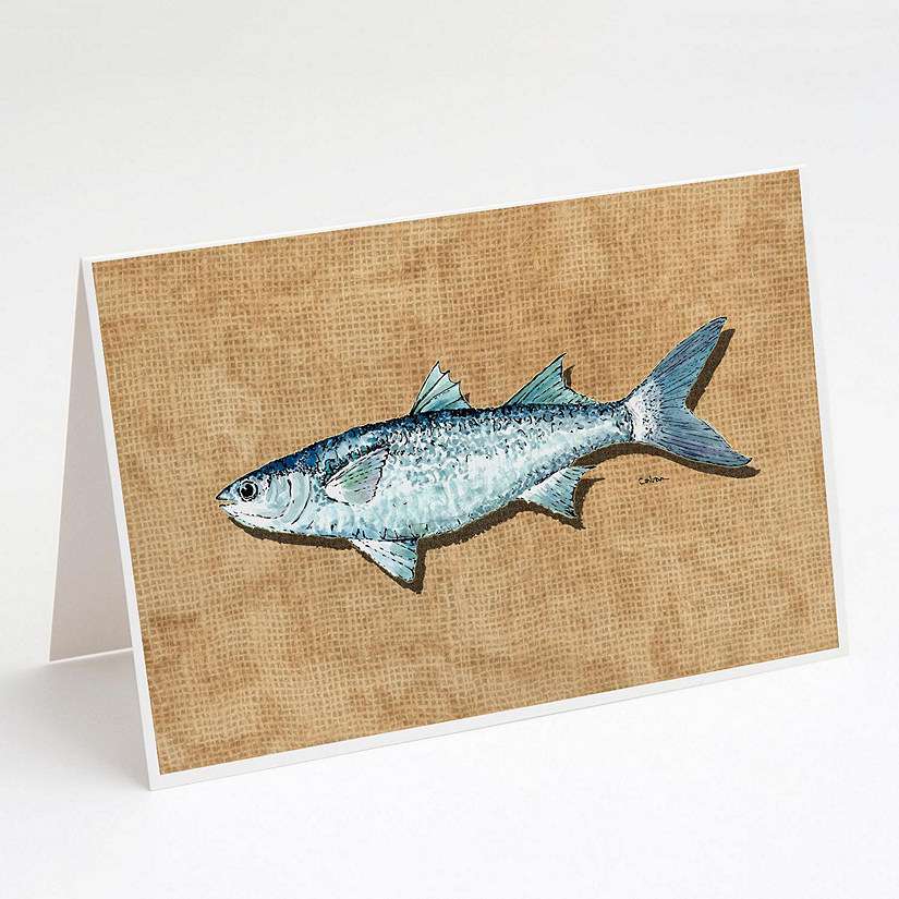 Caroline's Treasures Mullet Greeting Cards and Envelopes Pack of 8, 7 x 5, Fish Image