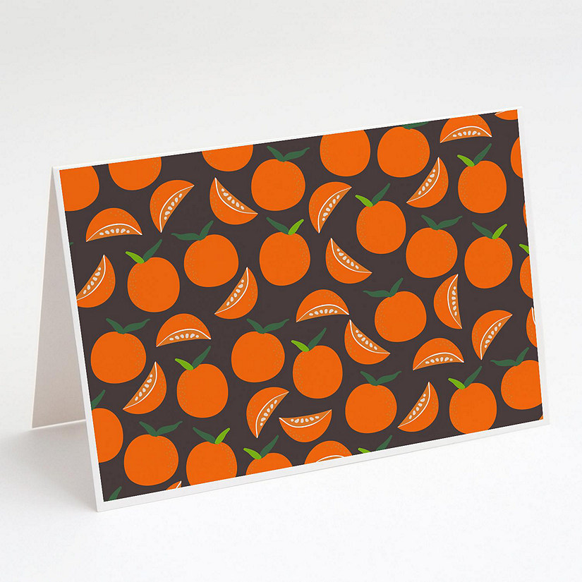 Caroline's Treasures Oranges on Gray Greeting Cards and Envelopes Pack of 8, 7 x 5, Food Image