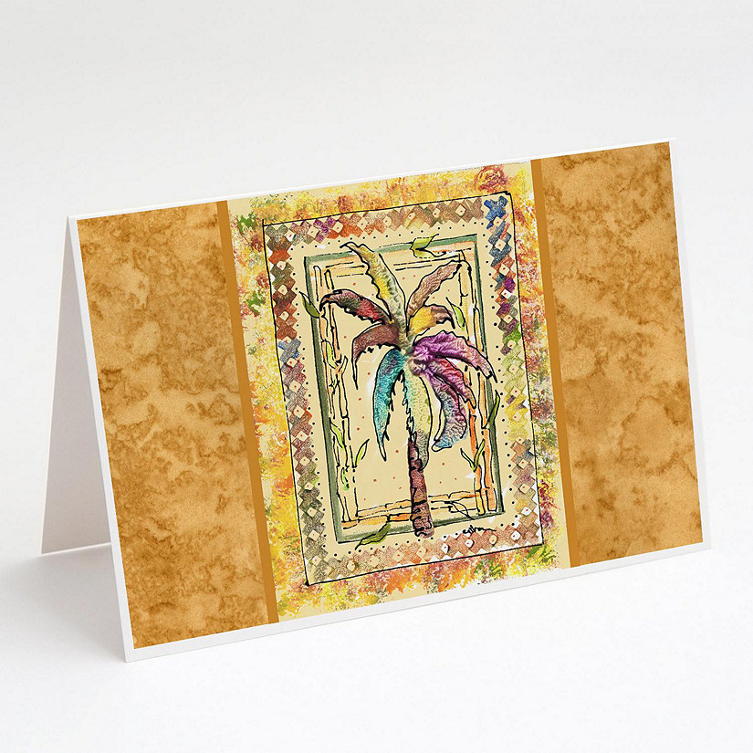 Caroline's Treasures Palm Tree Colorful Greeting Cards and Envelopes Pack of 8, 7 x 5, Flowers Image