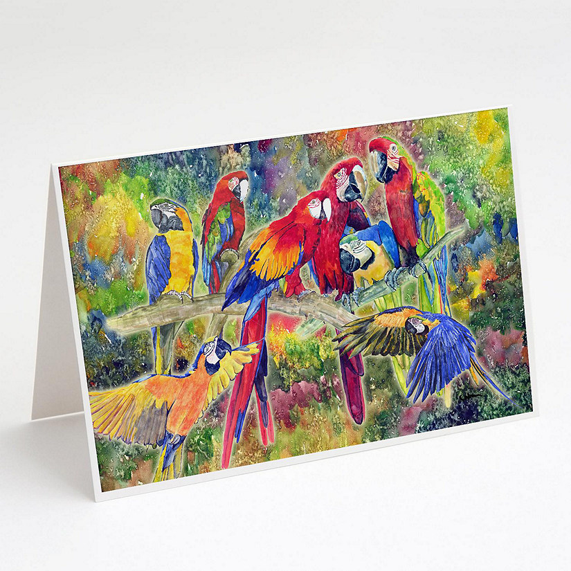 Caroline's Treasures Parrot  Parrot Head Greeting Cards and Envelopes Pack of 8, 7 x 5, Birds Image