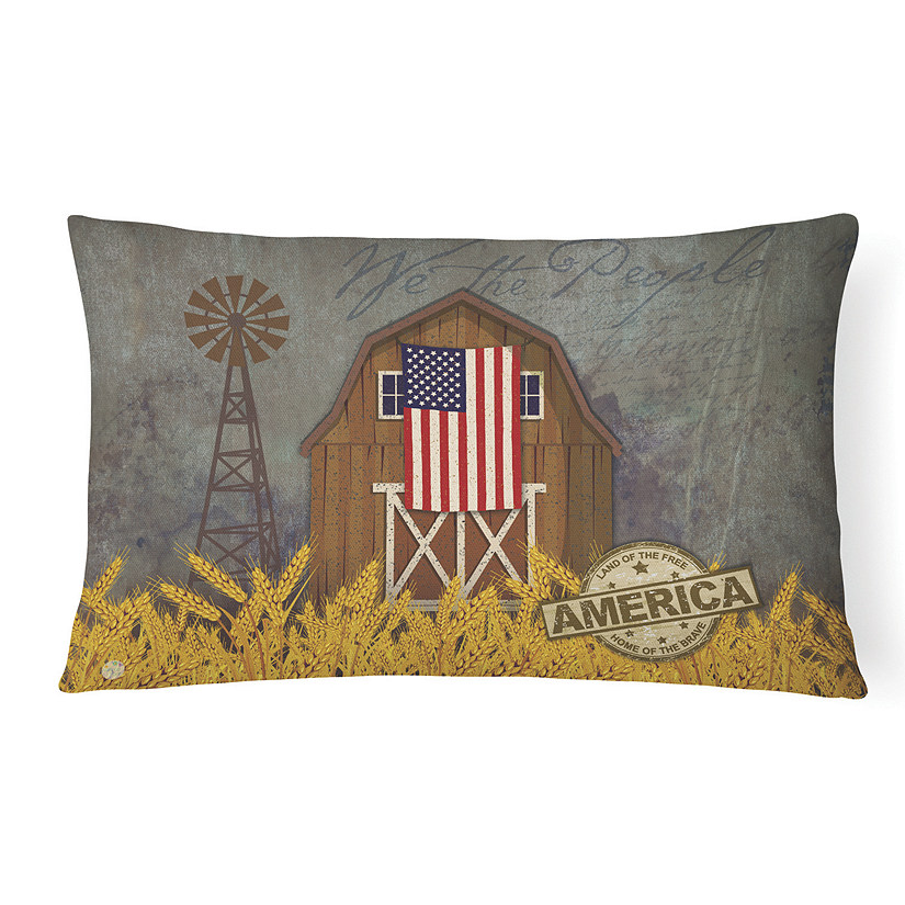 Caroline's Treasures Patriotic Barn Land of America Canvas Fabric Decorative Pillow, 12 x 16, Image