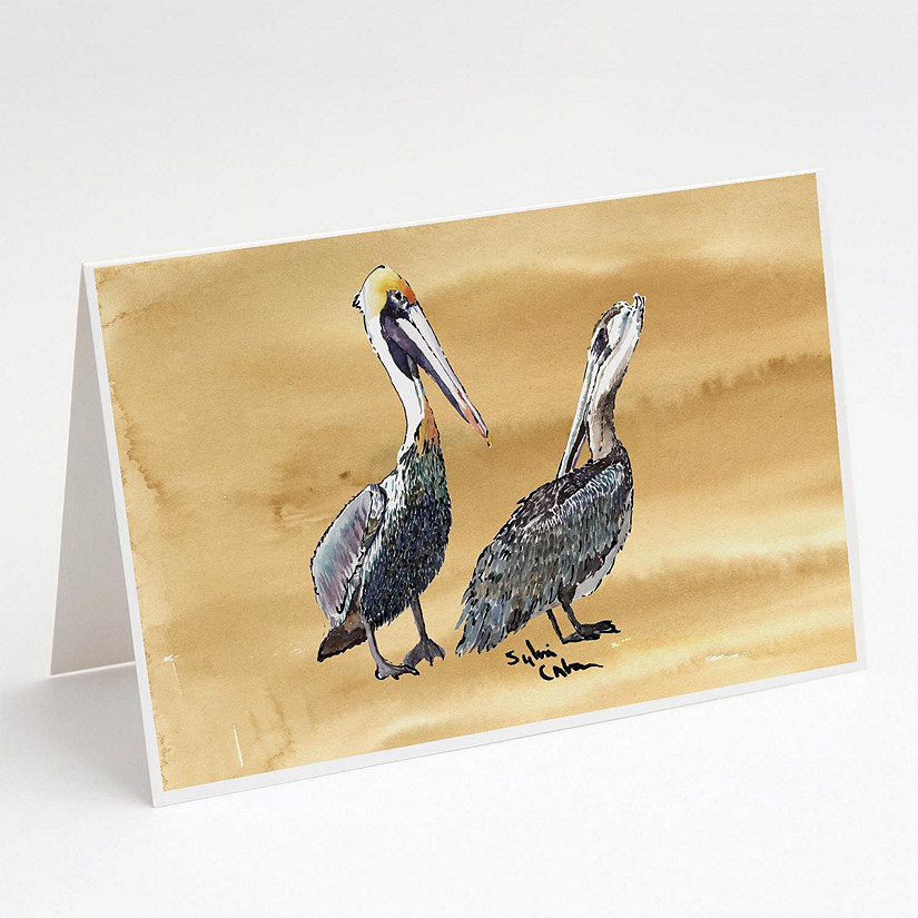 Caroline's Treasures Pelican Sandy Beach Greeting Cards and Envelopes Pack of 8, 7 x 5, Birds Image