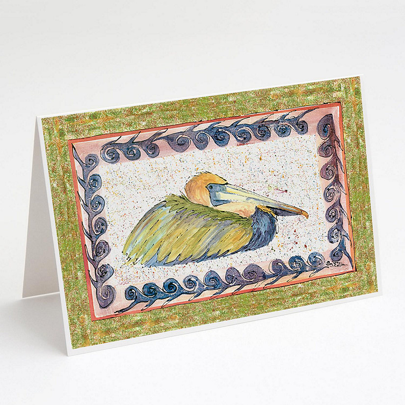 Caroline's Treasures Pelican Sitting Greeting Cards and Envelopes Pack of 8, 7 x 5, Birds Image