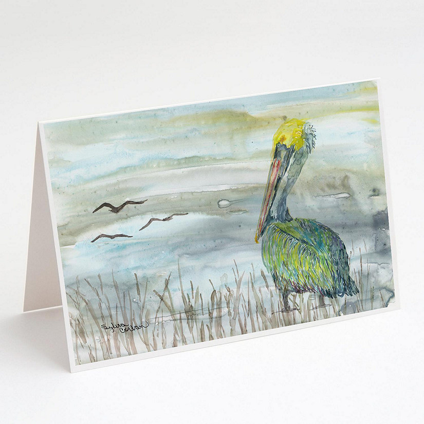 Caroline's Treasures Pelican Watercolor Greeting Cards and Envelopes Pack of 8, 7 x 5, Birds Image