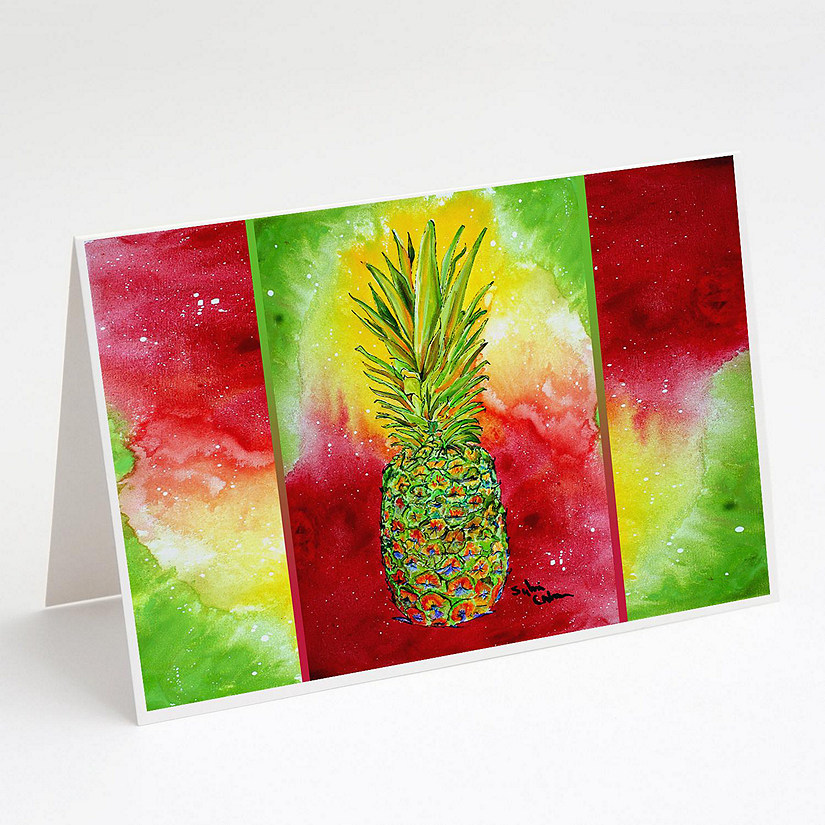 Caroline's Treasures Pineapple Bright Colors Greeting Cards and Envelopes Pack of 8, 7 x 5, Food Image
