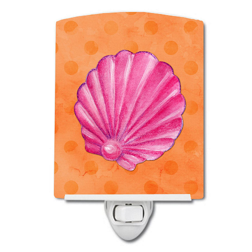 Caroline's Treasures Pink Sea Shell Orange Polkadot Ceramic Night Light, 4 x 6, Nautical Image