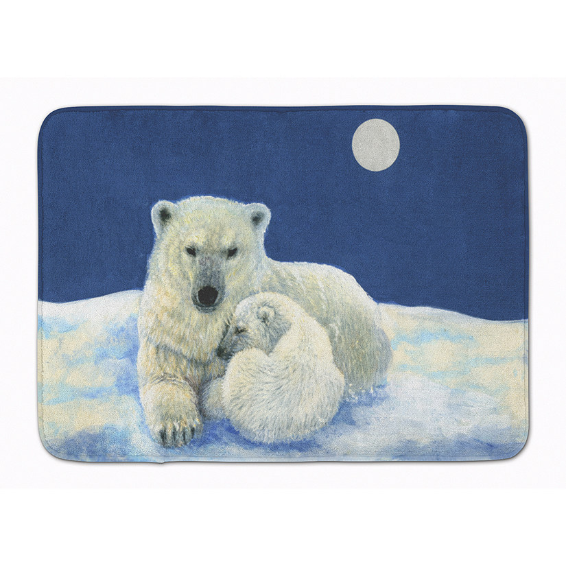 Caroline's Treasures Polar Bears Moonlight Snuggle Machine Washable Memory Foam Mat, 27 x 19, Wild Animals Image