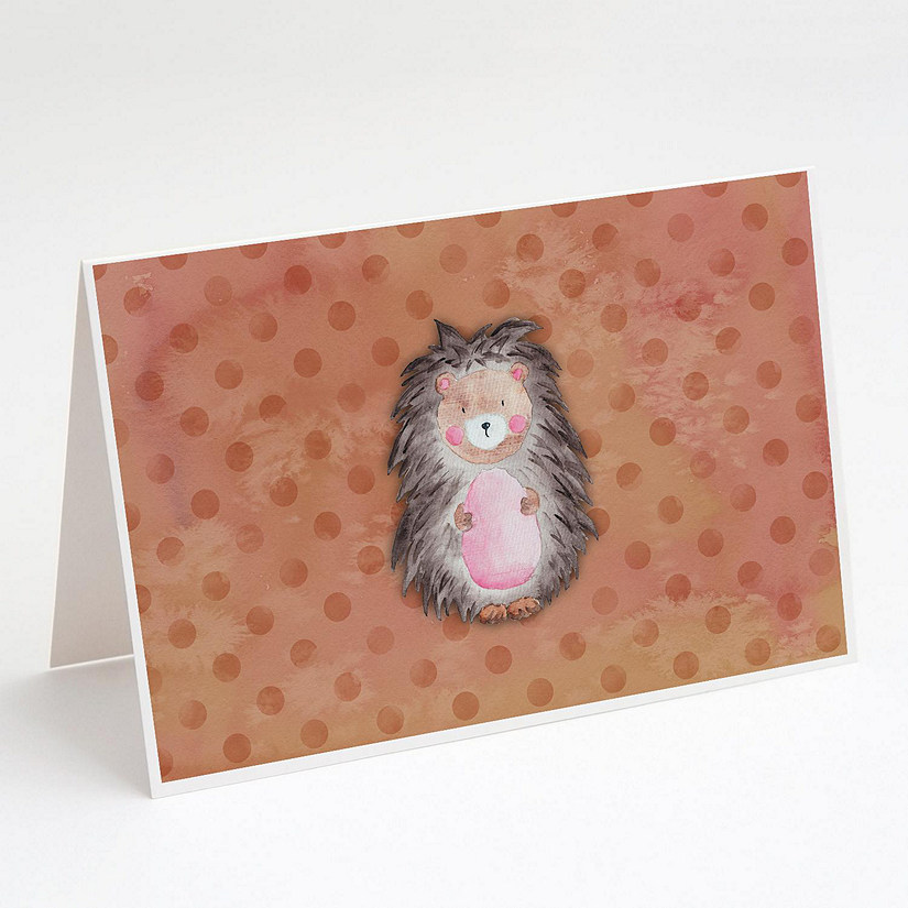 Caroline's Treasures Polkadot Hedgehog Watercolor Greeting Cards and Envelopes Pack of 8, 7 x 5, Farm Animals Image