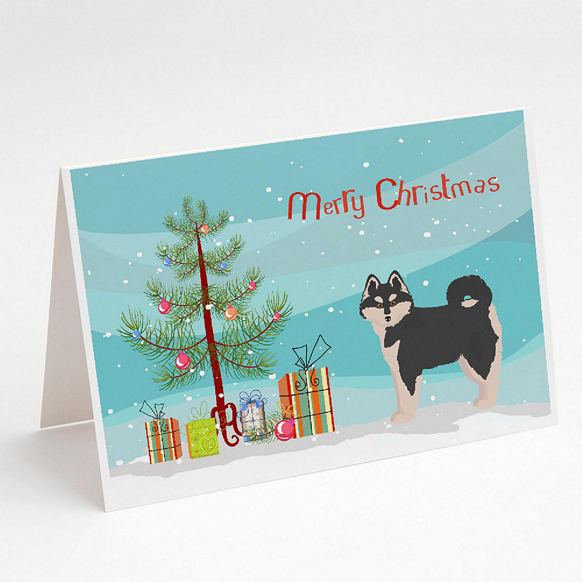 Caroline's Treasures Pomsky #1 Christmas Tree Greeting Cards and Envelopes Pack of 8, 7 x 5, Dogs Image