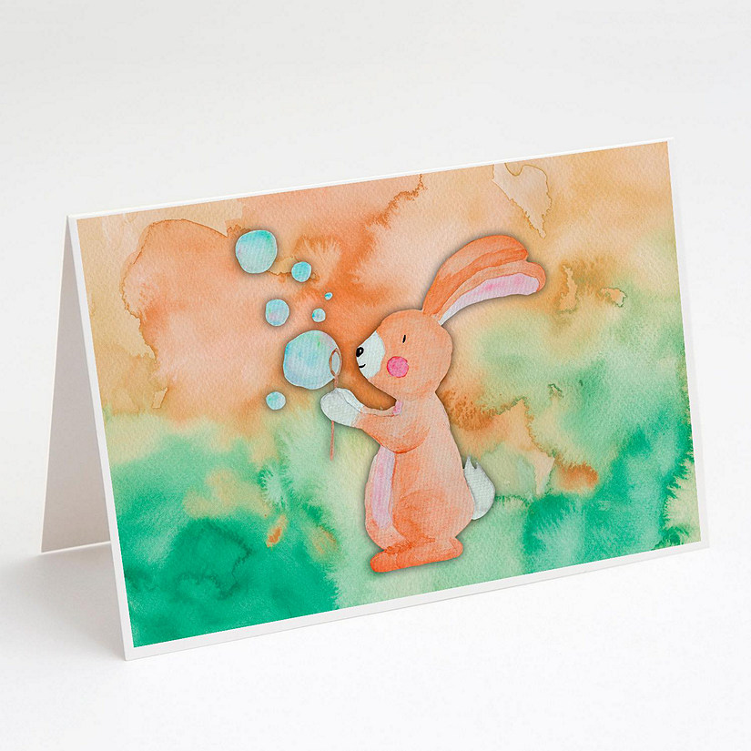 Caroline's Treasures Rabbit and Bubbles Watercolor Greeting Cards and Envelopes Pack of 8, 7 x 5, Farm Animals Image