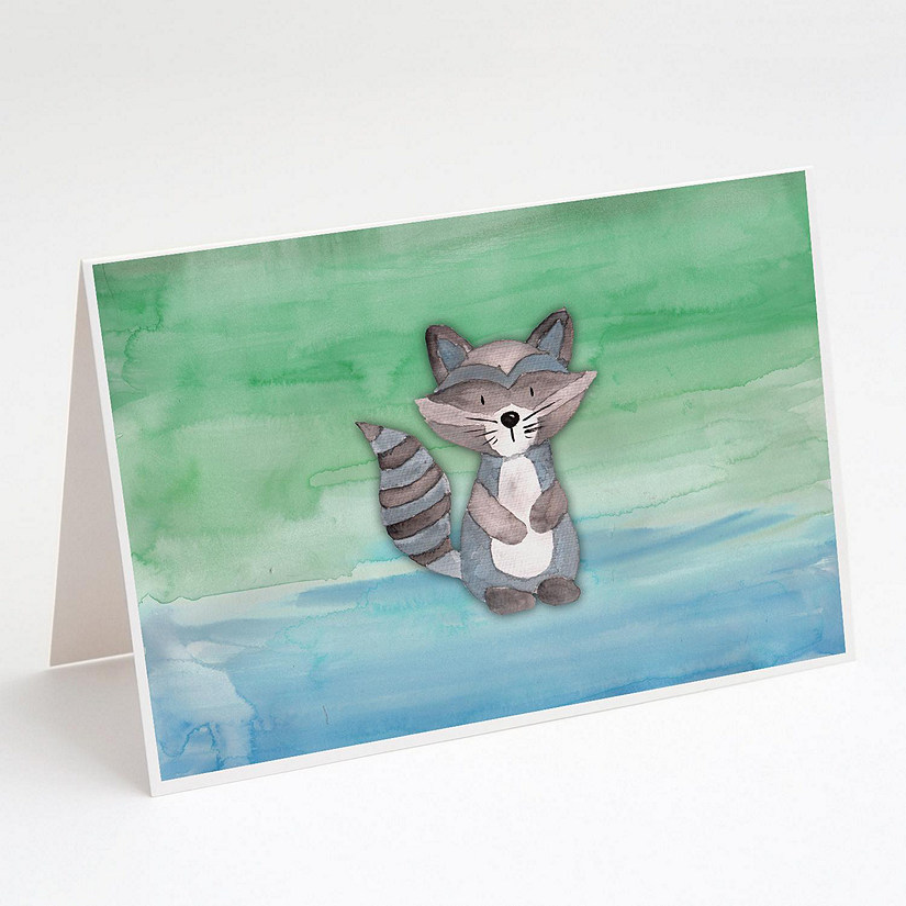 Caroline's Treasures Raccoon Watercolor Greeting Cards and Envelopes Pack of 8, 7 x 5, Wild Animals Image