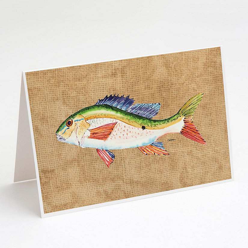 Caroline's Treasures Rainbow Trout Greeting Cards and Envelopes Pack of 8, 7 x 5, Fish Image