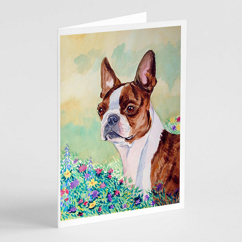 Caroline's Treasures Red and White Boston Terrier Greeting Cards and ...
