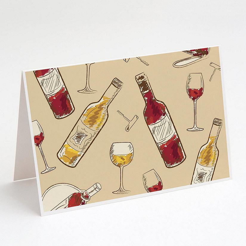 Caroline's Treasures Red and White Wine Greeting Cards and Envelopes Pack of 8, 7 x 5, Image