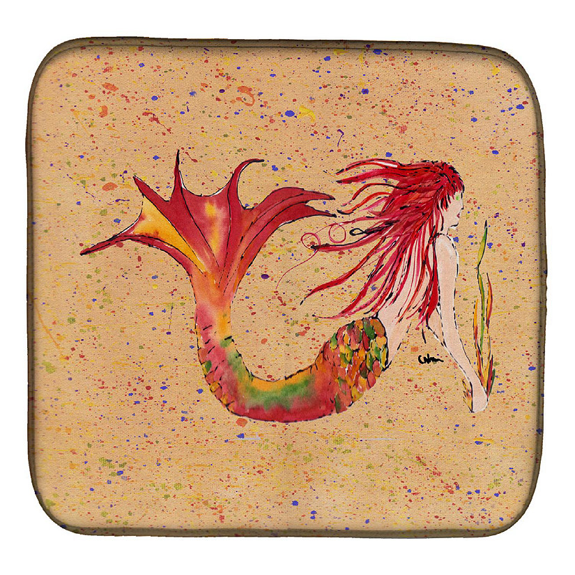 Caroline's Treasures Red Headed Ginger Mermaid on Coral Dish Drying Mat, 14 x 21, Fantasy Image
