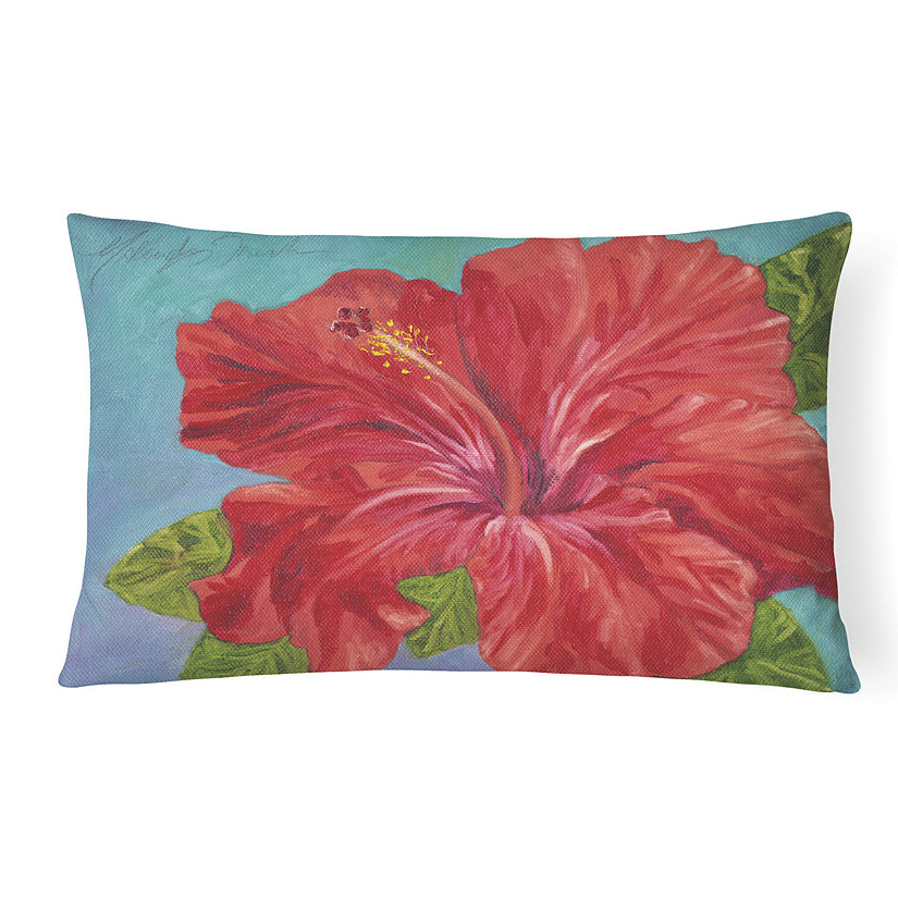 Caroline's Treasures Red Hibiscus by Malenda Trick Canvas Fabric Decorative Pillow, 12 x 16, Flowers Image