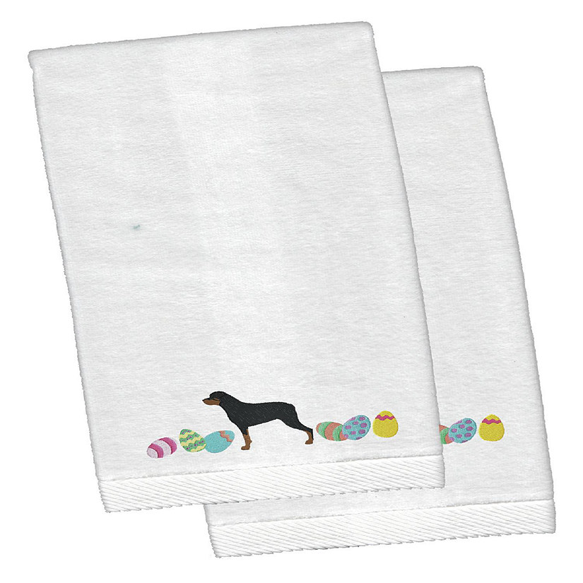 Caroline's Treasures Rottweiler White Embroidered Plush Hand Towel Set of 2, 16 x 26, Dogs Image