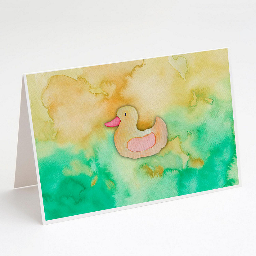 Caroline's Treasures Rubber Duckie Watercolor Greeting Cards and Envelopes Pack of 8, 7 x 5, Birds Image