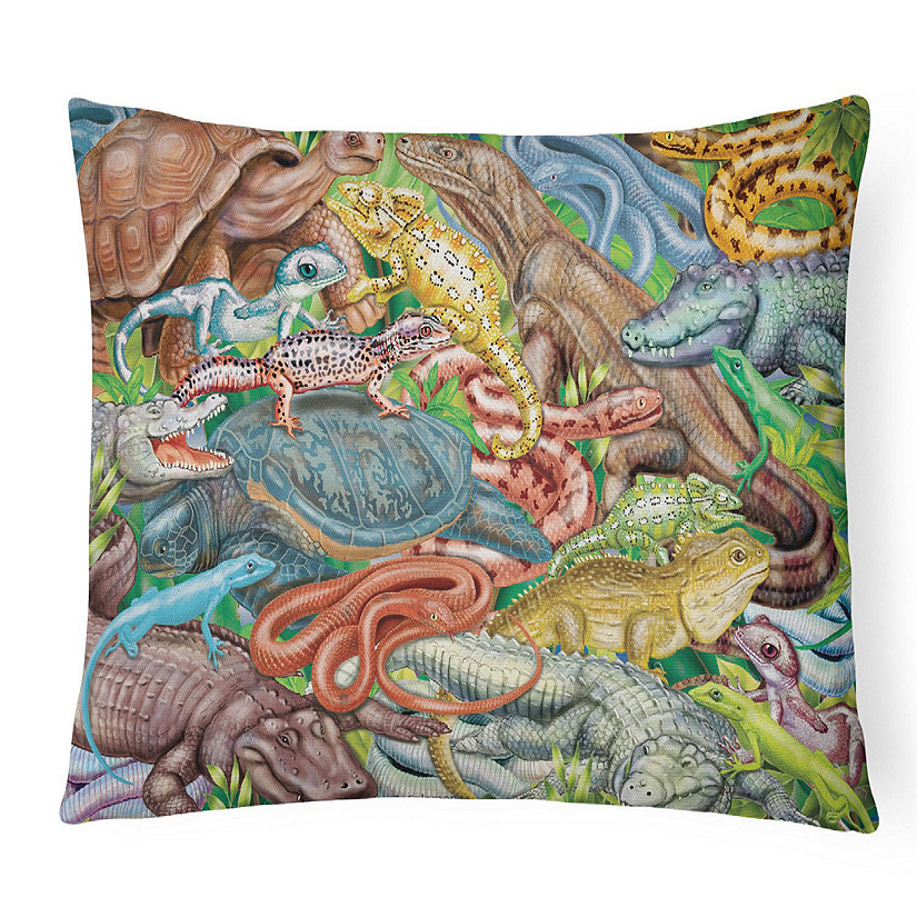 Caroline's Treasures Scales and Tails, Snakes, Turtle, Reptiles Canvas Fabric Decorative Pillow, 12 x 16, Reptiles Image