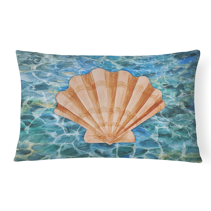 Caroline's Treasures Scallop Shell and Water Canvas Fabric Decorative Pillow, 12 x 16, Nautical Image