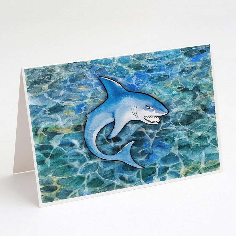 Caroline's Treasures Shark Greeting Cards and Envelopes Pack of 8, 7 x 5, Fish Image