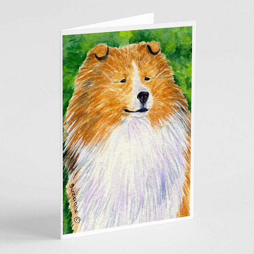 Caroline's Treasures Sheltie Greeting Cards and Envelopes Pack of 8, 7 x 5, Dogs Image