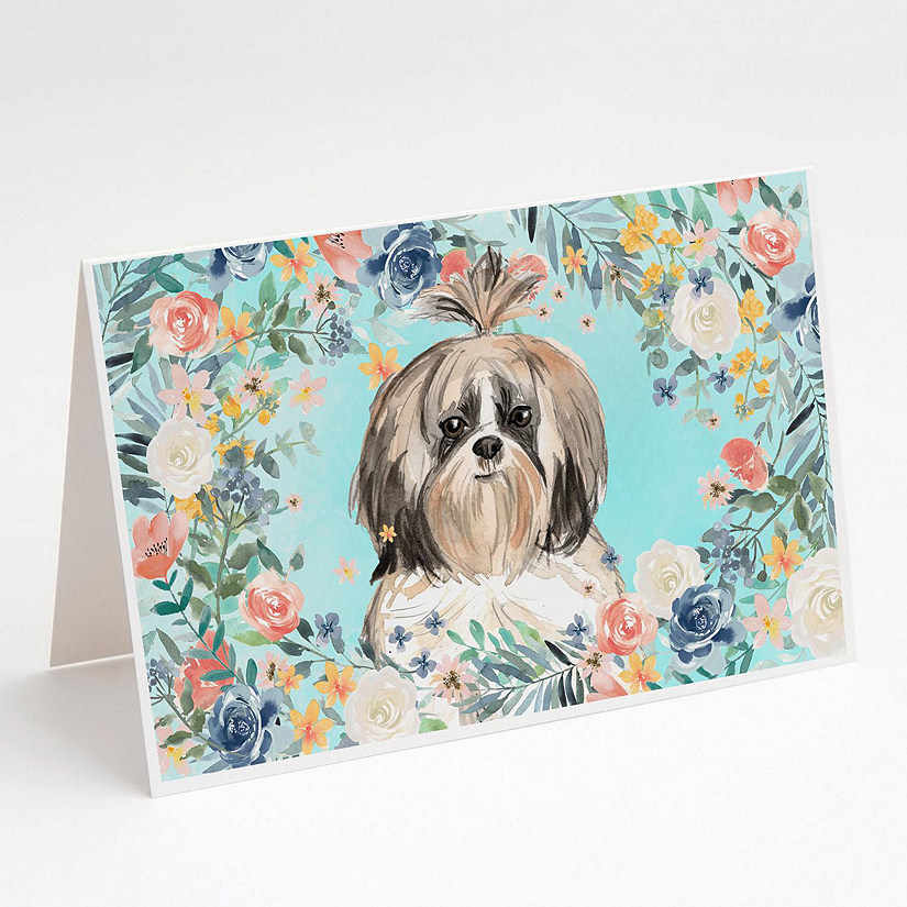 Caroline's Treasures Shih Tzu Greeting Cards and Envelopes Pack of 8, 7 x 5, Dogs Image
