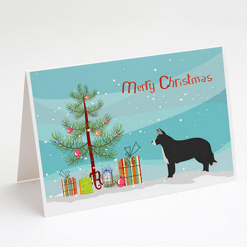 Caroline's Treasures Shollie #1 Christmas Tree Greeting Cards and Envelopes Pack of 8, 7 x 5, Dogs Image