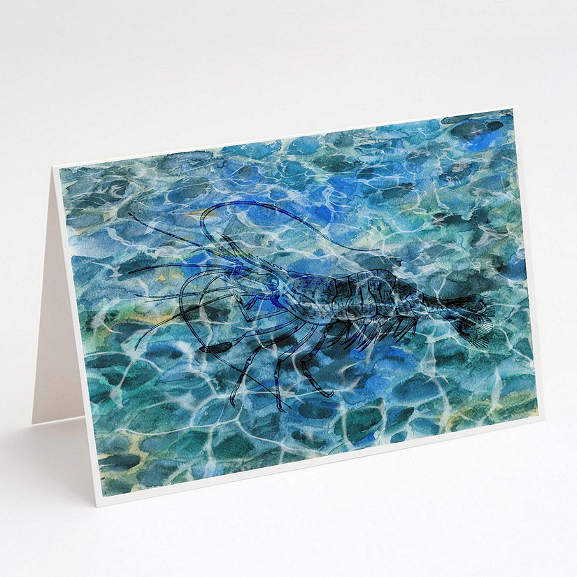 Caroline's Treasures Shrimp Under water Greeting Cards and Envelopes Pack of 8, 7 x 5, Seafood Image