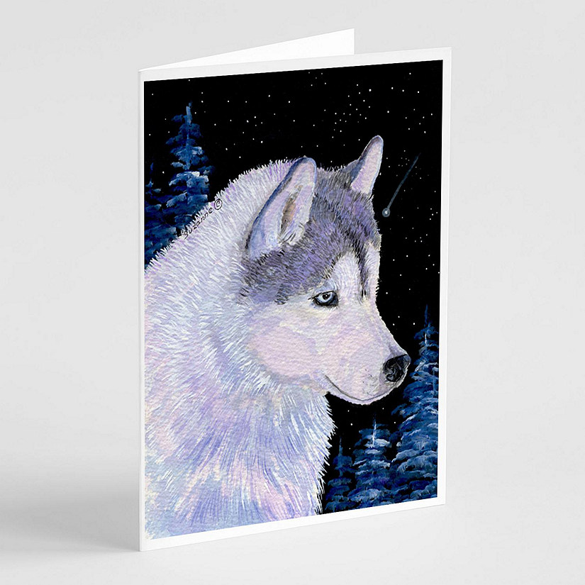 Caroline's Treasures Siberian Husky Greeting Cards and Envelopes Pack of 8, 7 x 5, Dogs Image