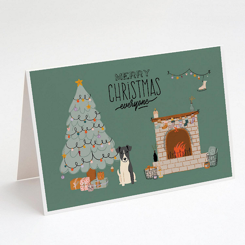 Caroline's Treasures Smooth Fox Terrier Christmas Everyone Greeting Cards and Envelopes Pack of 8, 7 x 5, Dogs Image