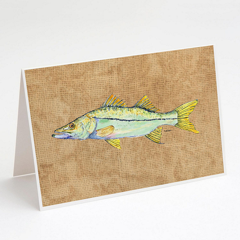 Caroline's Treasures Snook Greeting Cards and Envelopes Pack of 8, 7 x 5, Fish Image