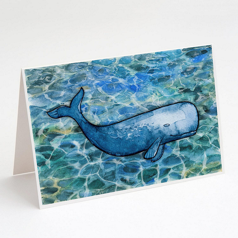 Caroline's Treasures Sperm Whale Cachalot Greeting Cards and Envelopes Pack of 8, 7 x 5, Fish Image