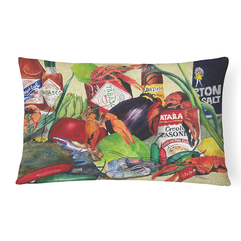 Caroline's Treasures Spices and Crawfish Canvas Fabric Decorative Pillow, 12 x 16, Seafood Image