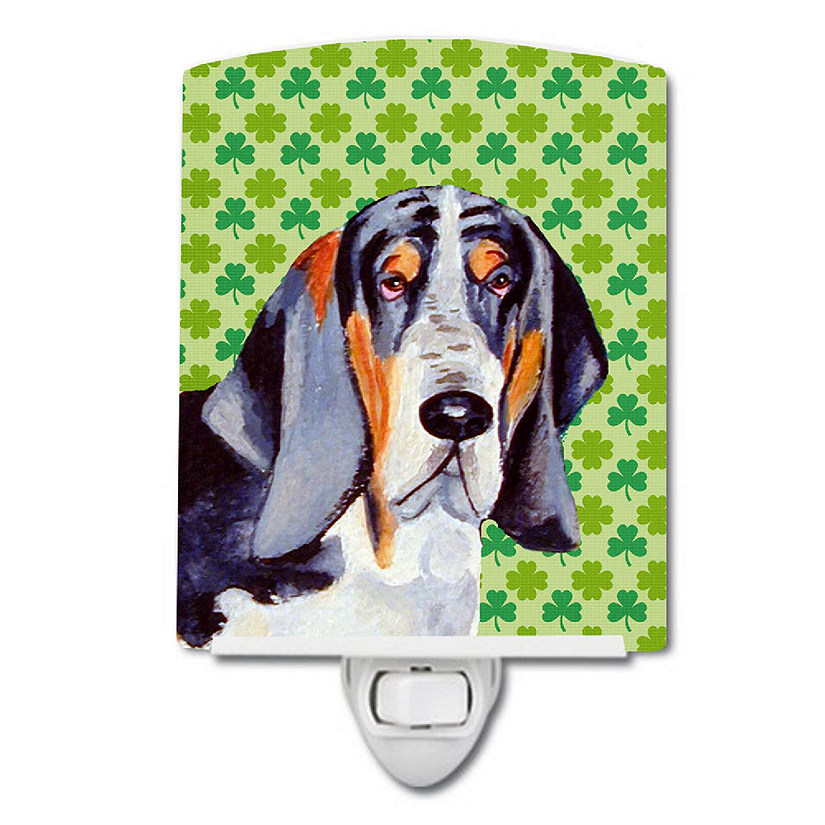 Caroline's Treasures St Patrick's Day, Basset Hound St. Patrick's Day Shamrock Portrait Ceramic Night Light, 4 x 6, Dogs Image