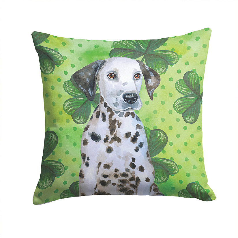Caroline's Treasures St Patrick's Day, Dalmatian Puppy St Patrick's Fabric Decorative Pillow, 14 x 14, Dogs Image