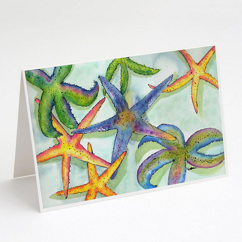 Caroline's Treasures Starfish Greeting Cards and Envelopes Pack of 8, 7 x 5, Nautical Image