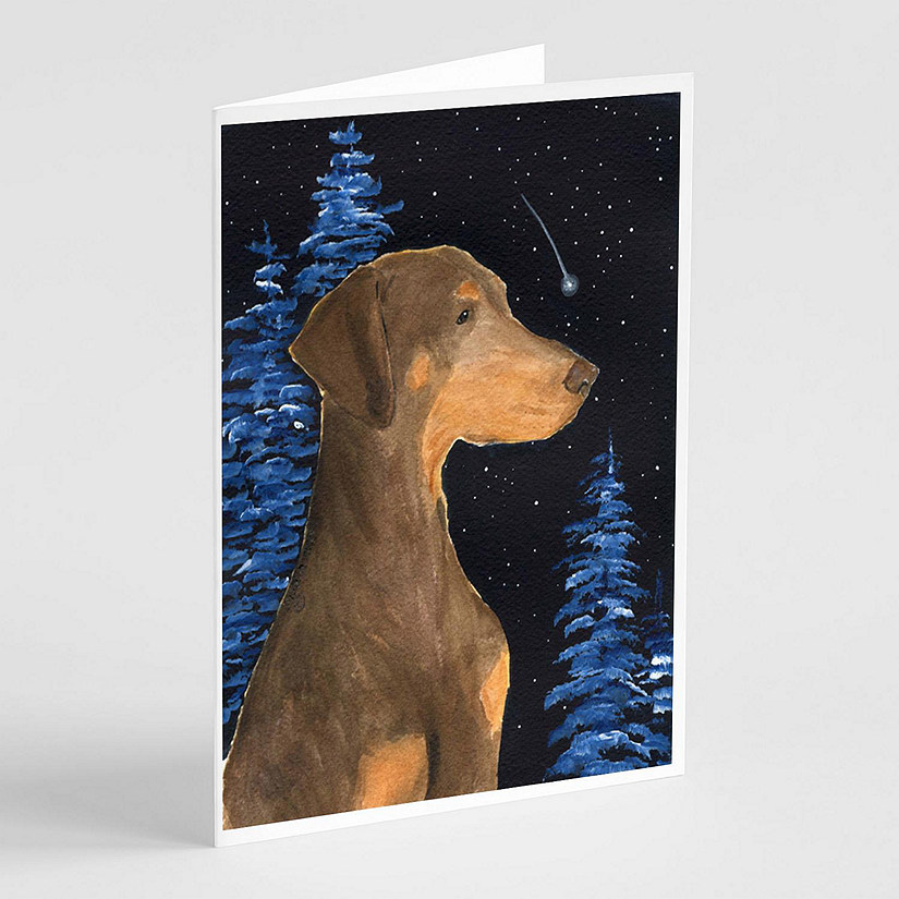 Caroline's Treasures Starry Night Doberman Greeting Cards and Envelopes Pack of 8, 7 x 5, Dogs Image