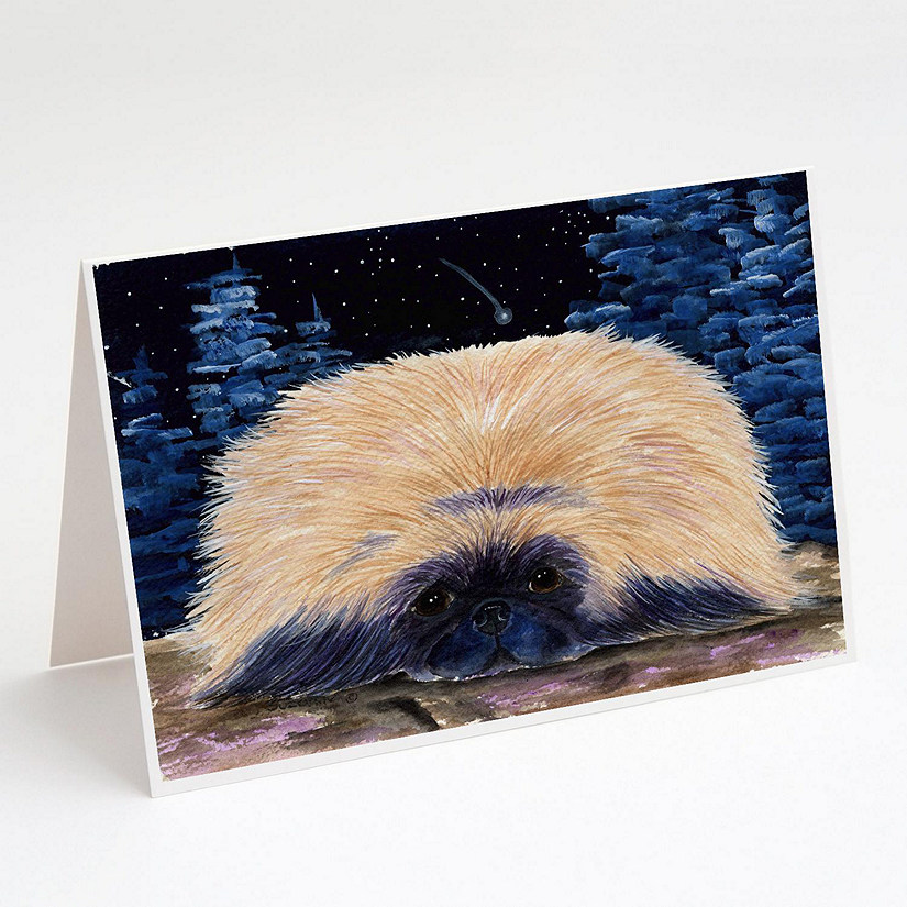 Caroline's Treasures Starry Night Pekingese Greeting Cards and Envelopes Pack of 8, 7 x 5, Dogs Image