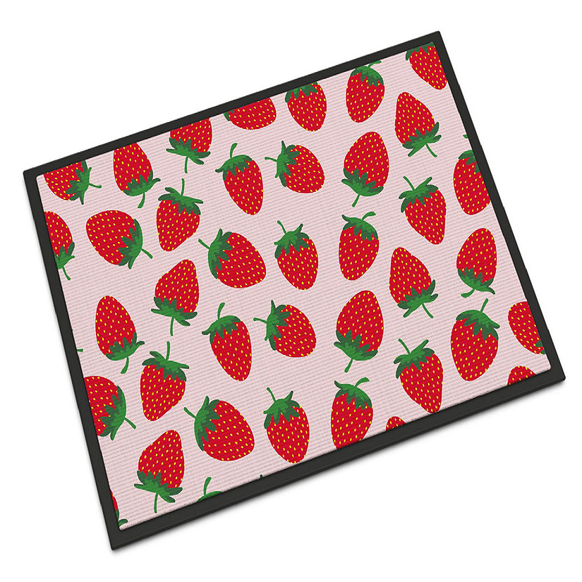 Caroline's Treasures Strawberries on Pink Indoor or Outdoor Mat 24x36, 36 x 24, Image